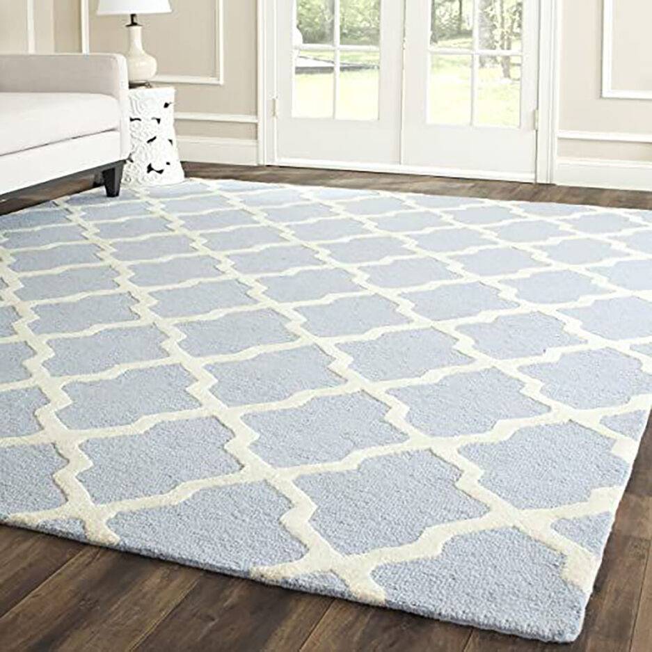 light blue rug pattern stripe