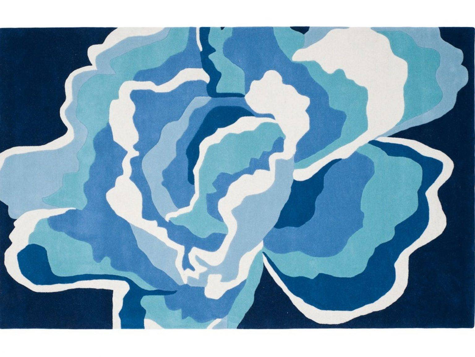 Blue abstract Rose Rug – Nouqoush