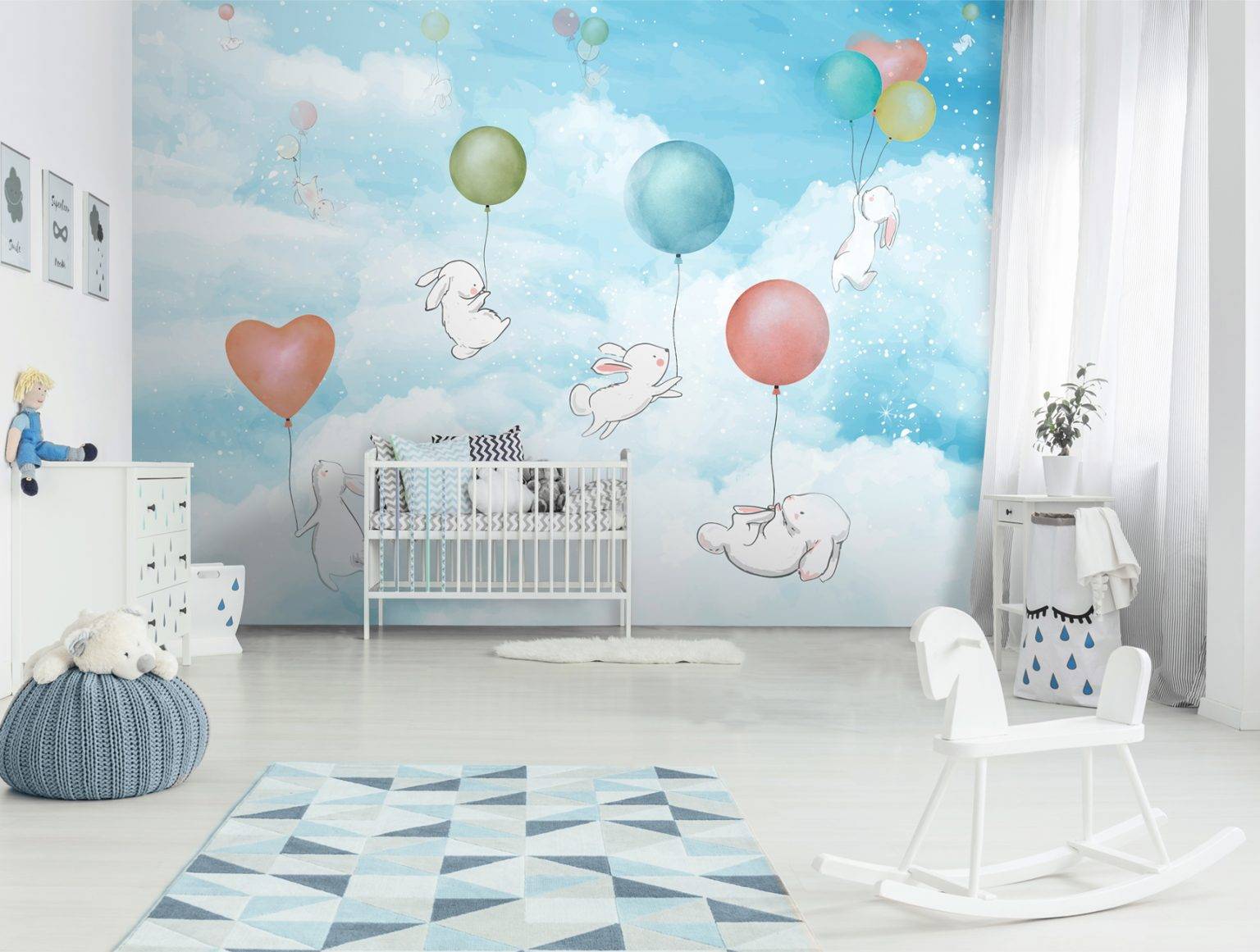 Happy little Rabbits wall mural - Nouqoush