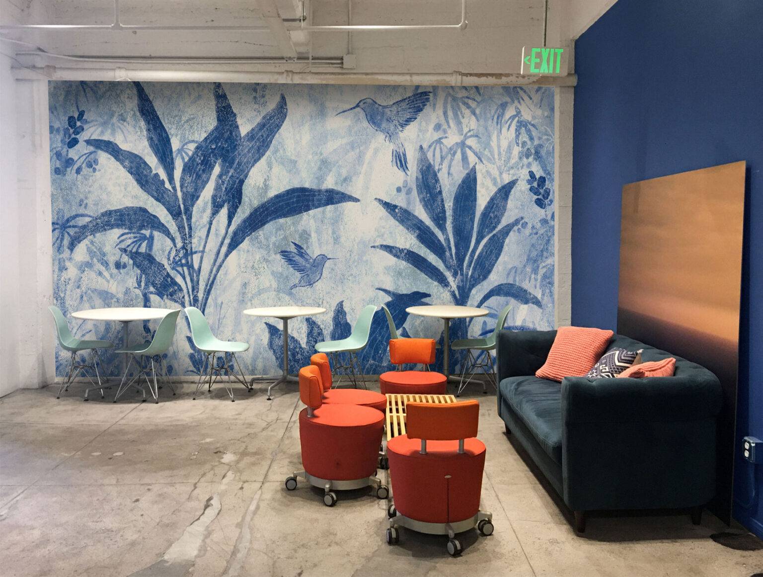 Blue Reeds Blue reeds wallpaper mural - Nouqoush