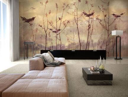 young trees branches wallpaper mural