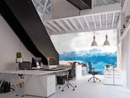 Blue Japanese waves wallpaper mural