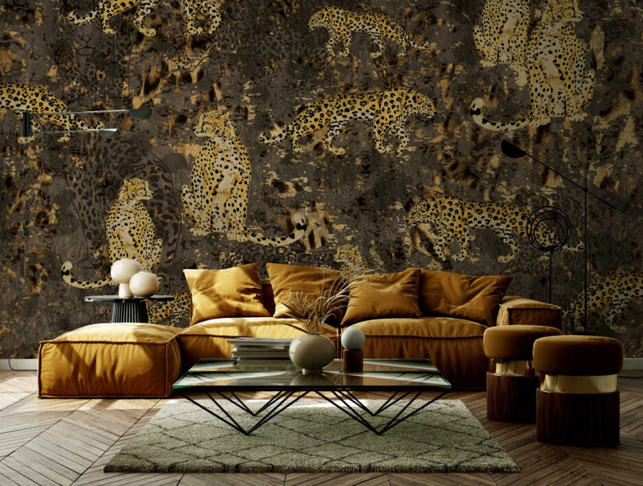 Gold Cheetahs wallpaper mural
