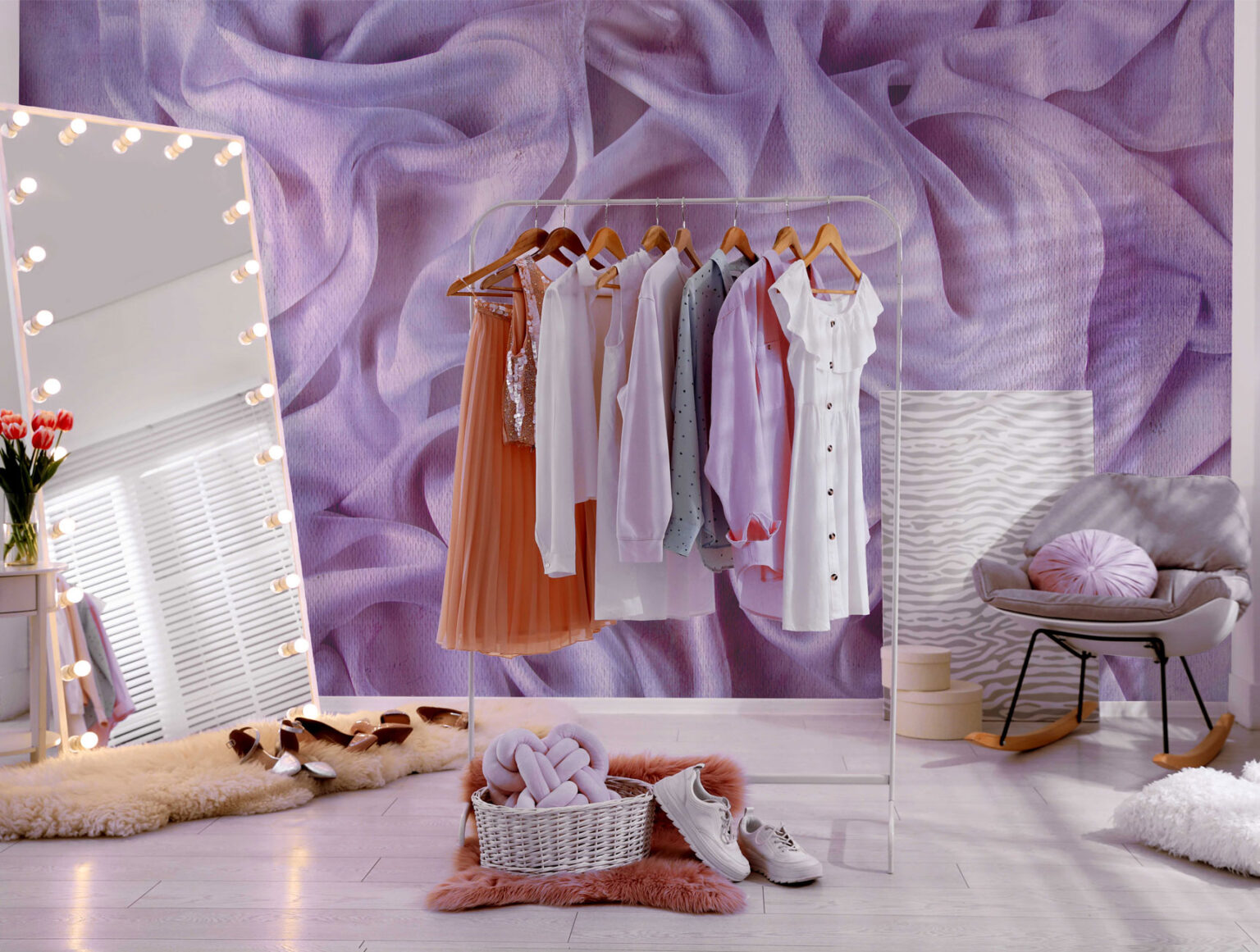purple silk wallpaper mural Nouqoush