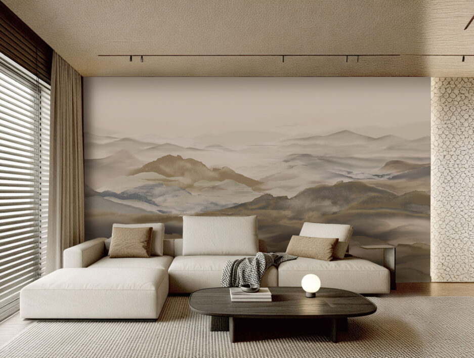 Misty Watercolor Mountain Wall Mural – Nouqoush