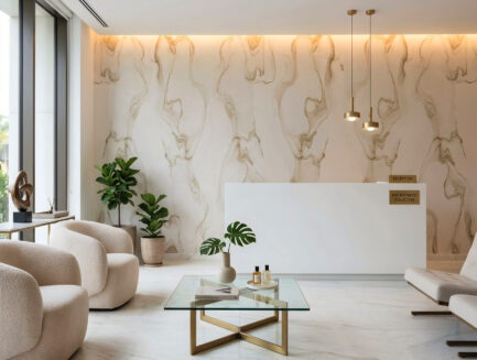 Pearlstone flow wall mural room shot