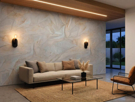 Frosted foliage wall mural room shot