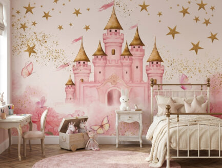 Enchanted Pink Castle wall mural