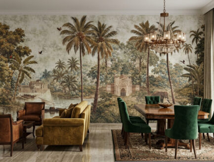 Vintage Tropical Sanctuary wall mural room shot