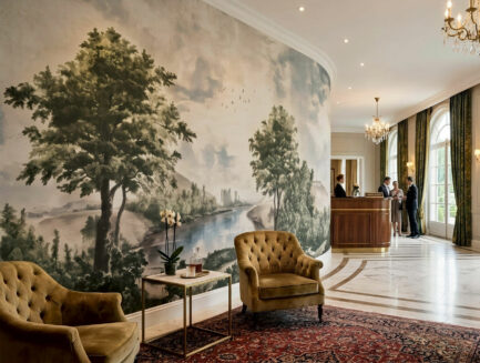 Muted Countryside River wall mural