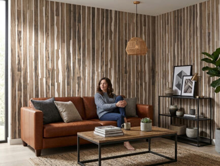 Natural Birch Slats wall mural room shot