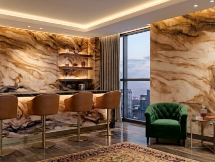 Natural Swirl Veneer wall mural room shot