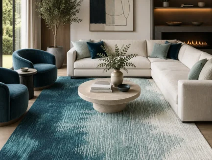 Atmosphere Mirage Rug, hand-tufted rug in a living room setting