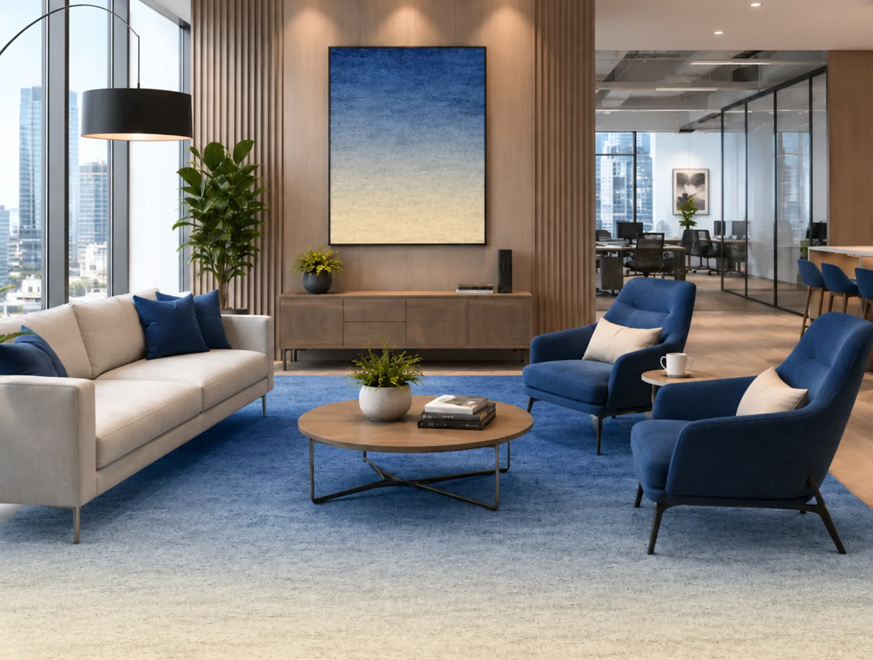 Gradient Mirage Rug (room) Gradient Mirage Rug, hand-tufted rug in a living room setting