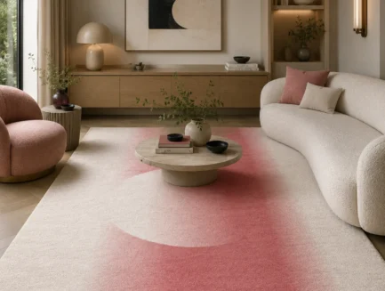 Sunset Mirage Rug, hand-tufted rug in a living room setting